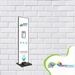 TOTEM DISPENSER ECONÔMICO ESTRUTURA DE FERRO DIMENSÕES - 35 x 120 x 35  - LAMINAS DE PS  PERSONALIZADO